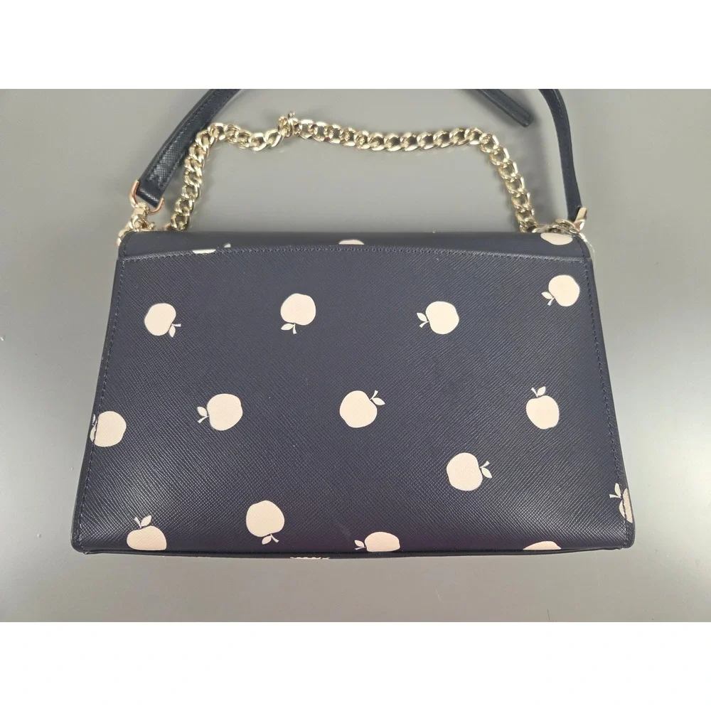Kate Spade Carson Convertible Crossbody Orchard Toss Navy Apple Print WKR00523
